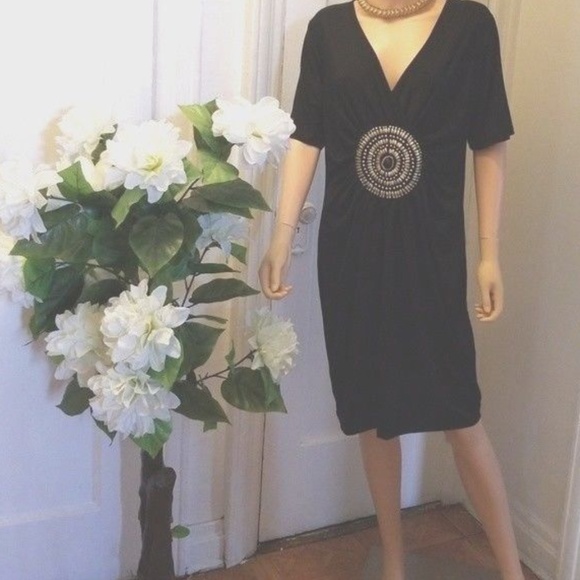 Ashley Stewart Dresses & Skirts - Ashley Stewart Elegant Black/Gold Dress 14/16 NWT